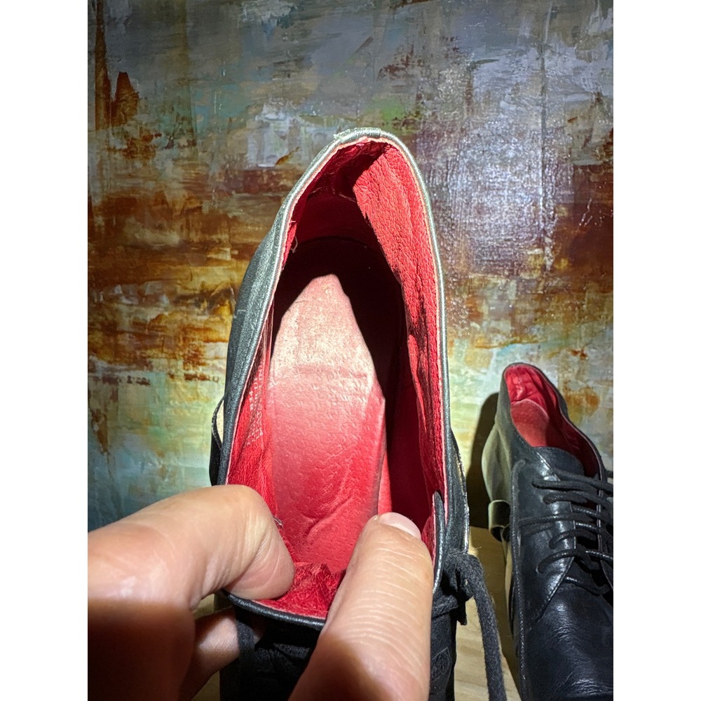 RARE Anthropologie CoupleOf Leather Lace Up Ankle Boots Round Toe Strap Detail - Picture 12 of 13